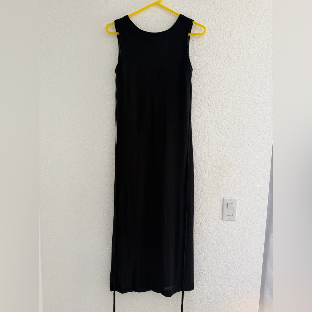 Banana Republic Black Midi Dress with Adjustable Waist Tie Ribbons -Size M
